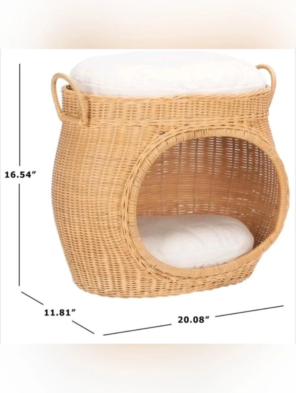 Wicker Cat House with Cushions - Natural Rattan